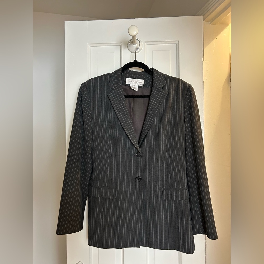 Jones New York Gray Pinstripe Jacket